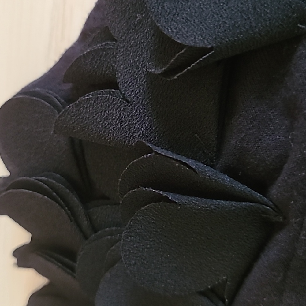 Ted Baker Size 3 Black Ruffle Heart Sleeve Top Shirt - Picture 9 of 11